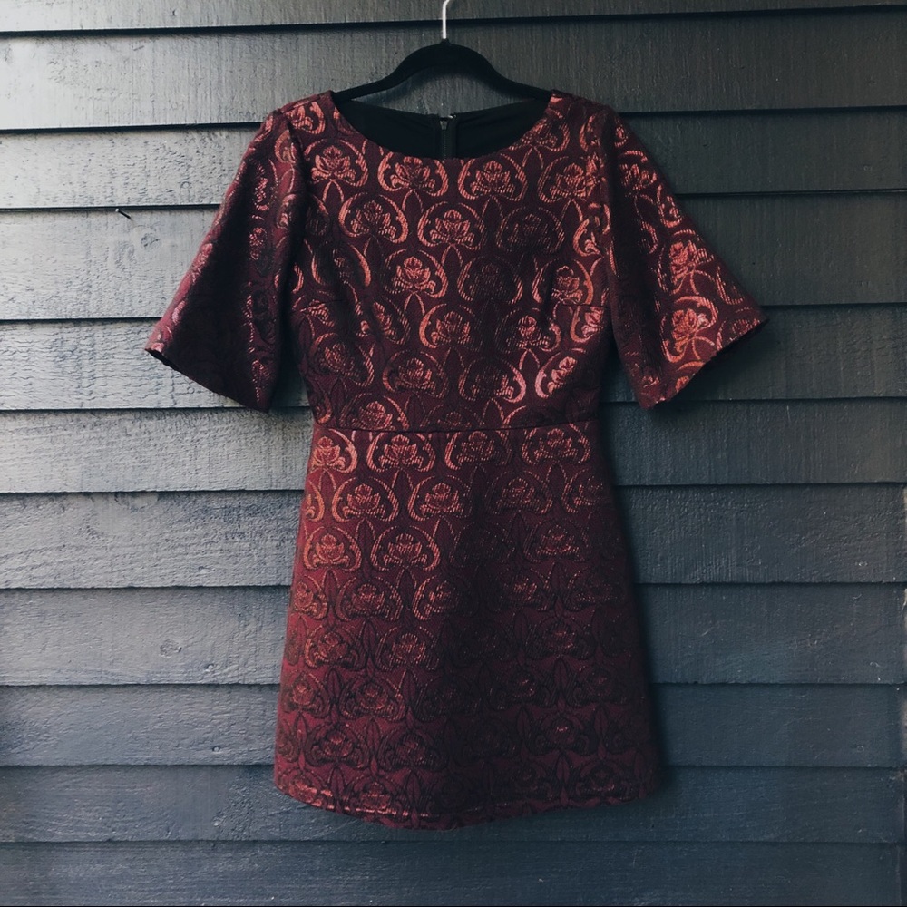 Alice + Olivia metallic jacquard/bouclé minidress